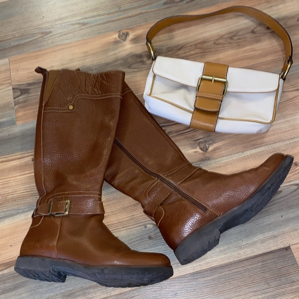 WOW! Summer Sale! 🎉 Franco Sarto Brown Leather Zip-Up Riding Boots size 7.5